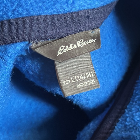 Boys Kids Fleece Eddie Bauer Top Sweater Jacket/ Size L (14/16) Color Gray Blue - Picture 6 of 6